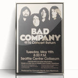 Bad Company 1976 Concert Poster – Retro Black & White Wall Art