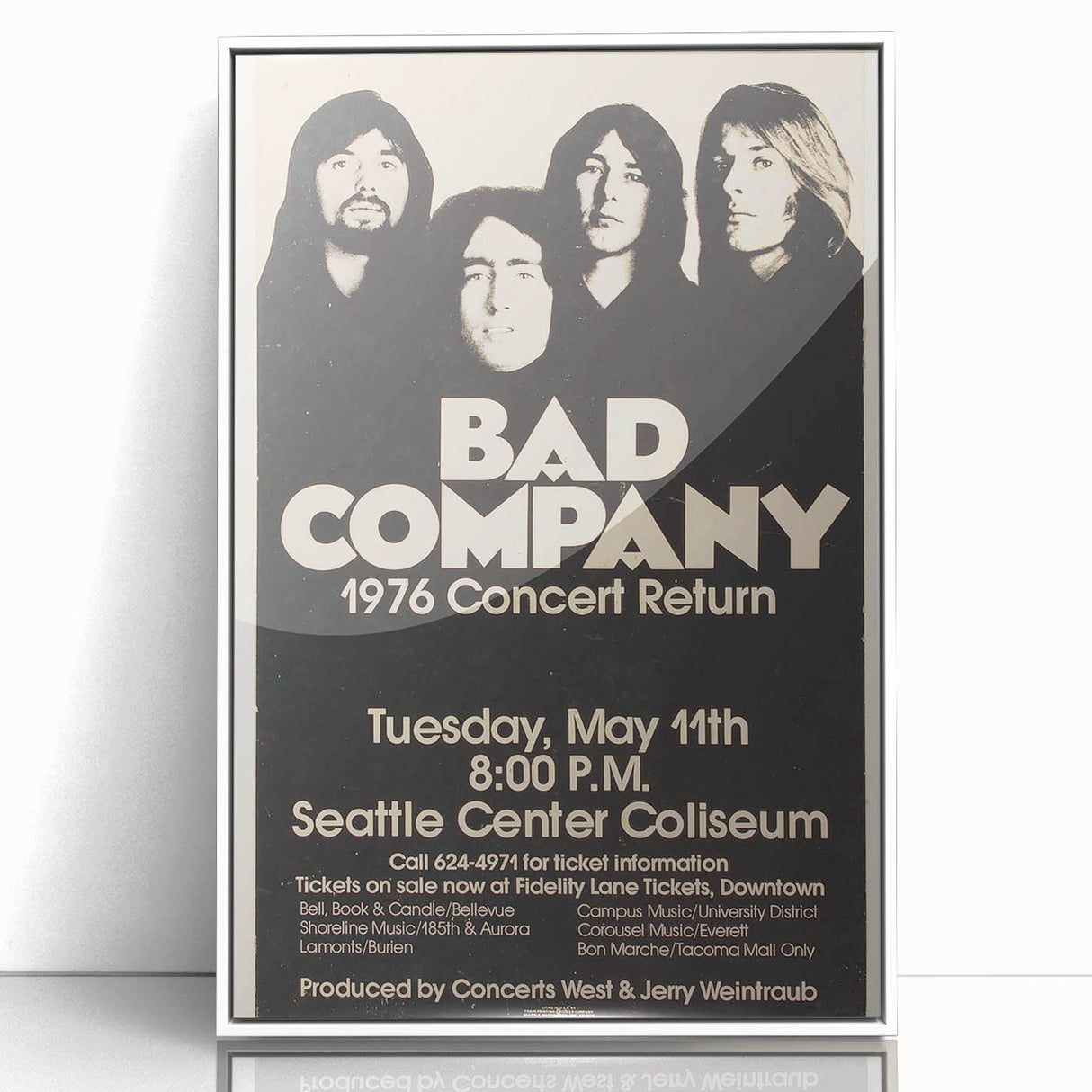 Bad Company 1976 Concert Poster – Retro Black & White Wall Art
