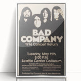 Bad Company 1976 Concert Poster – Retro Black & White Wall Art