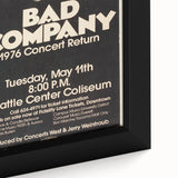 Bad Company 1976 Concert Poster – Retro Black & White Wall Art