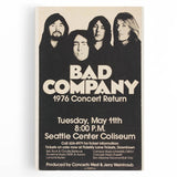 Bad Company 1976 Concert Poster – Retro Black & White Wall Art