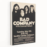 Bad Company 1976 Concert Poster – Retro Black & White Wall Art