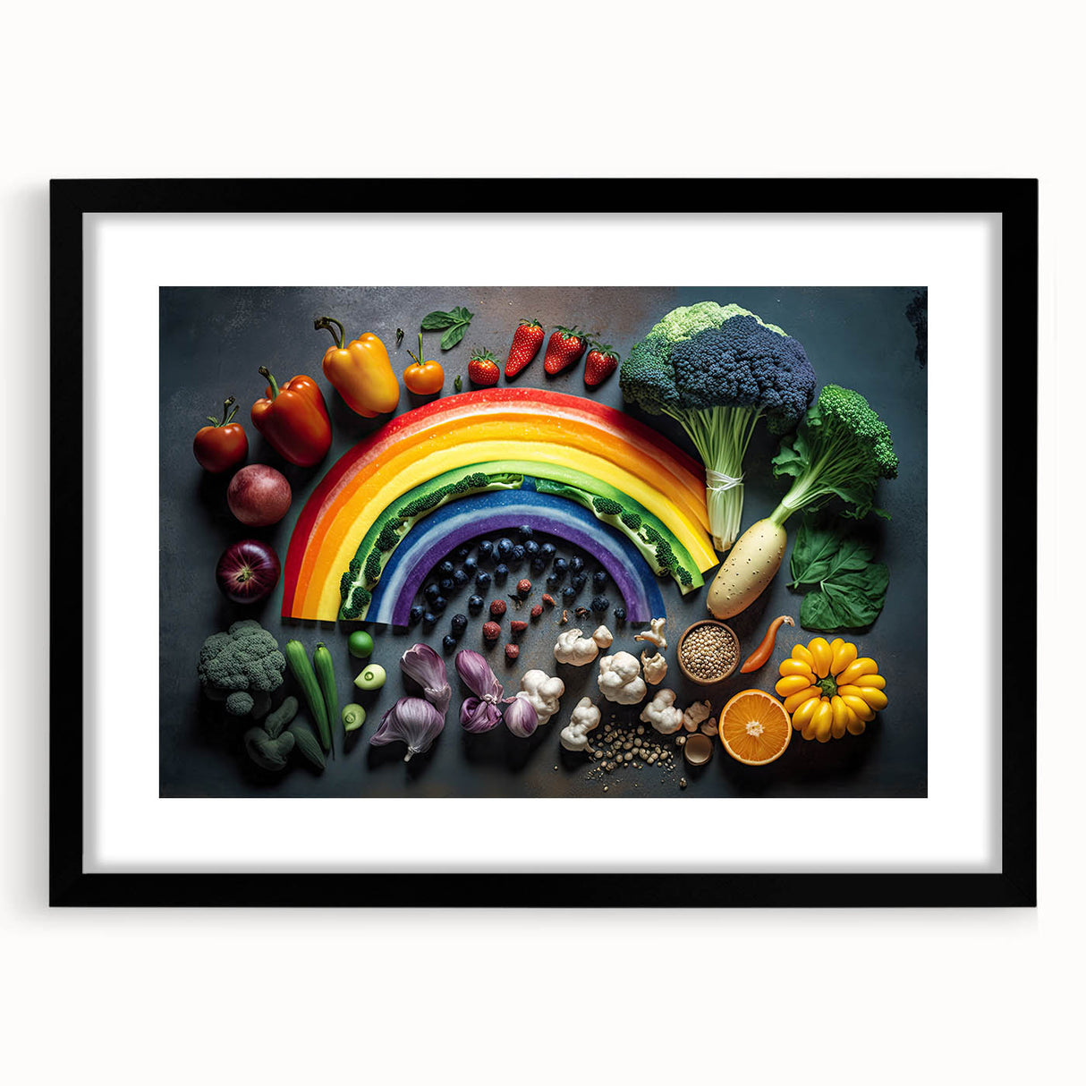 Colorful Rainbow Food Art – Vibrant Kitchen Still Life Print