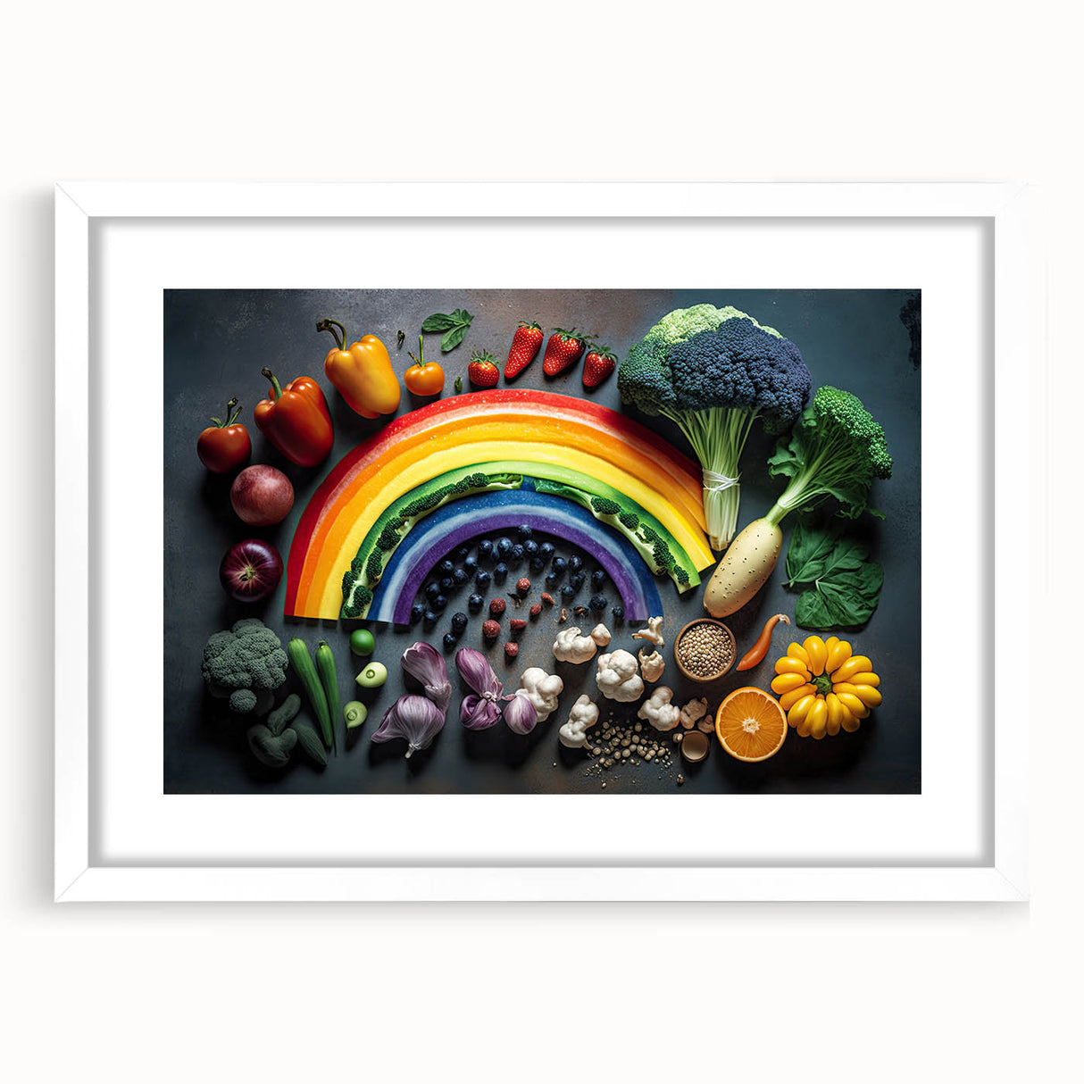 Colorful Rainbow Food Art – Vibrant Kitchen Still Life Print
