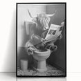 Highland Cow Bathroom Wall Art - Fun Black and White Decor