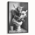 Highland Cow Bathroom Wall Art - Fun Black and White Decor