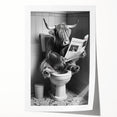 Highland Cow Bathroom Wall Art - Fun Black and White Decor