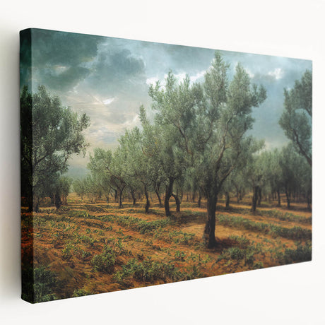 Large wall art on stretched canvas depicting a serene Albanian landscape, suitable for kitchen decor.