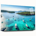 Acrylic print of a Croatian landscape in muted earth tones, ideal for dining room decor.