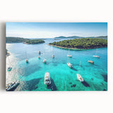 Black and white photo of a Croatian coastal town on stretched canvas, ideal for kitchen wall art or bedroom ambiance.