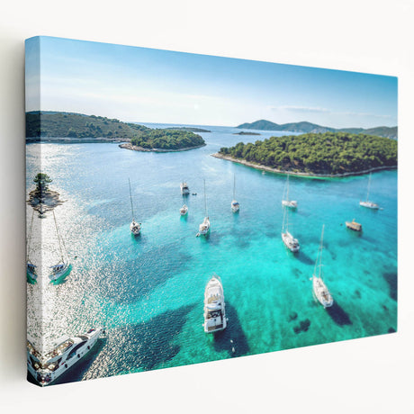 Large art depicting a scenic view of a Croatian landscape on stretched canvas, suitable for kitchen wall art.