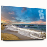 Acrylic print of a large abstract depiction of a European landscape in muted earth tones.