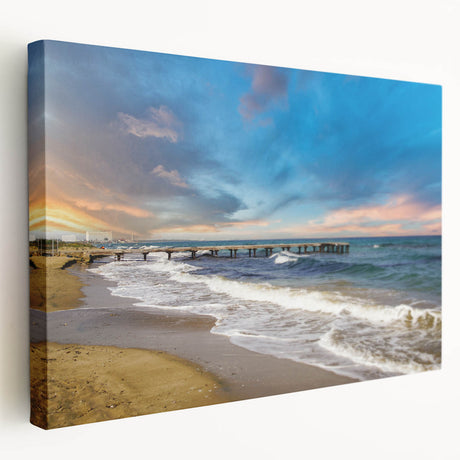 Large art depicting a European Cyprus landscape in muted earth tones on stretched canvas, suitable for kitchen wall art.