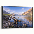 Black and white framed canvas of a vintage Cumbria landscape, ideal for bedroom wall decor.