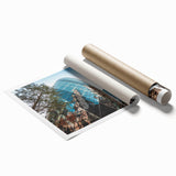 Extra large rolled print depicting a serene London scenery in muted watercolor tones, ideal for classy bathroom wall art.