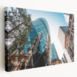 Large canvas depicting a muted color London skyline, ideal for kitchen wall art.