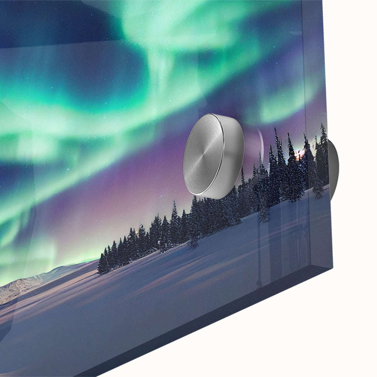 Large abstract wall art depicting a serene Finnish landscape in muted earth tones on acrylic glass.