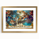 Abstract art print of Paris scenery in muted pastel hues on a framed canvas, suitable for bedroom or dining room decor.