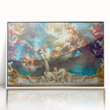 Mid-century modernist art depicting Paris skyline in muted gray tones on a white framed acrylic print.