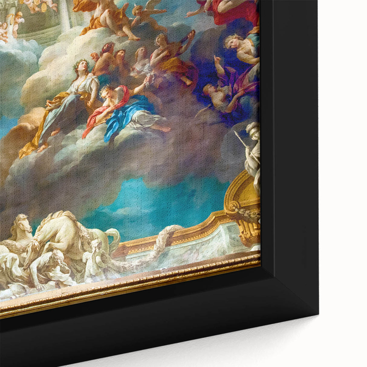 Extra large black wall art featuring a textured Paris scenery in vibrant colors on framed canvas.