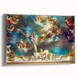 Framed canvas landscape art painting of a colorful Paris street scene in vintage poster style, suited for living room decor.