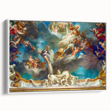 Vintage poster art of Paris with colorful accents on extra large framed canvas, ideal for living room decor.