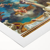 Art deco poster of Paris skyline in muted gray on rolled canvas, suitable for dining room decor.