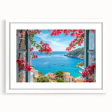 Textured abstract art print of a Provence landscape in muted earth tones on a framed white mat, ideal for bedroom art.