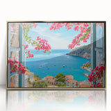 Art Deco-style poster of Provence landscape in gold frame, featuring pastel hues, ideal for modern nursery wall art.