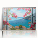 Mid-century modernist art depicting the Provence landscape in muted earth tones, framed acrylic, ideal for nursery wall art.