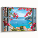 Landscape art painting of Provence with lavender fields and a village, vibrant colors on silver-framed canvas.