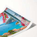 Extra large wall art featuring line art flowers in pastel shades on a rolled print, ideal for large living room decor.