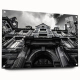 Acrylic glass print of a serene Rome cityscape with muted earth tones, ideal for dining room decor.