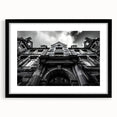 Extra large, textured abstract art print of a colorful Rome scenery on a framed black mat, ideal for living room decor.