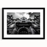 Extra large, textured abstract art print of a colorful Rome scenery on a framed black mat, ideal for living room decor.