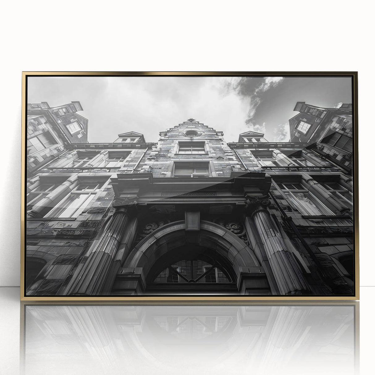 Acrylic print of Rome scenery featuring art deco style in gold tones, suitable for modern art wall decor.