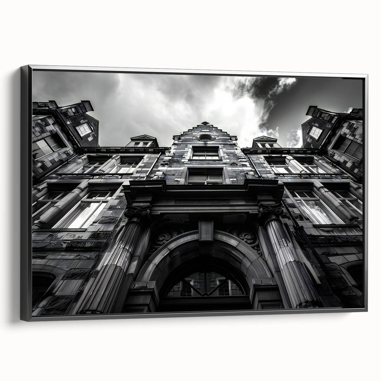 Black and white framed canvas of Rome landscape, ideal for bedroom wall art, featuring vintage poster style.