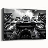 Black and white framed canvas of Rome landscape, ideal for bedroom wall art, featuring vintage poster style.
