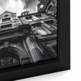 Extra large framed canvas depicting a textured, colorful scene of Rome with dominant black tones.
