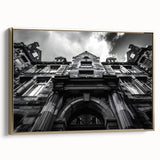 Framed canvas featuring a vintage-style landscape painting of Rome with muted gold and black tones.