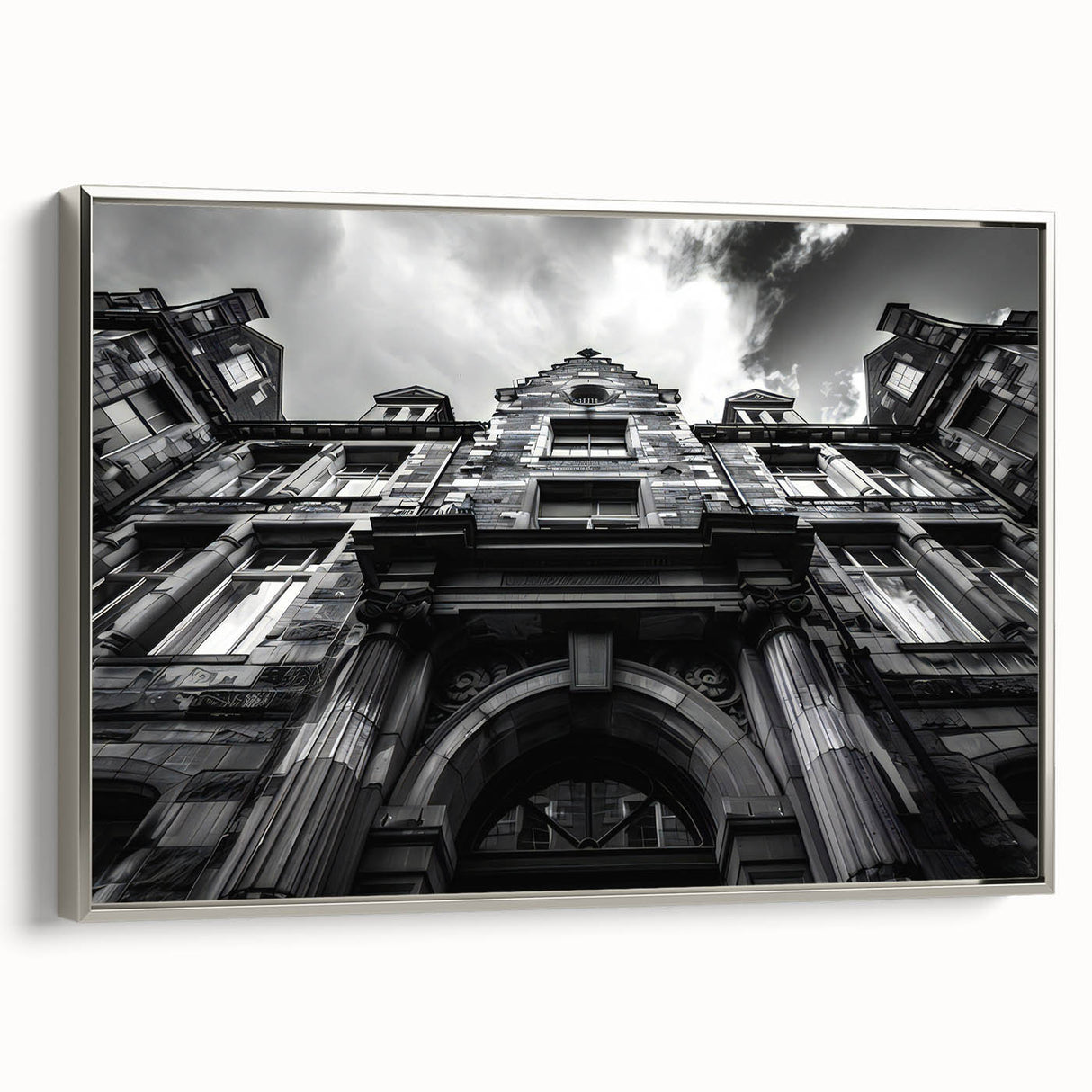 Framed canvas of a vintage-style Rome landscape painting with colorful art on a black background.
