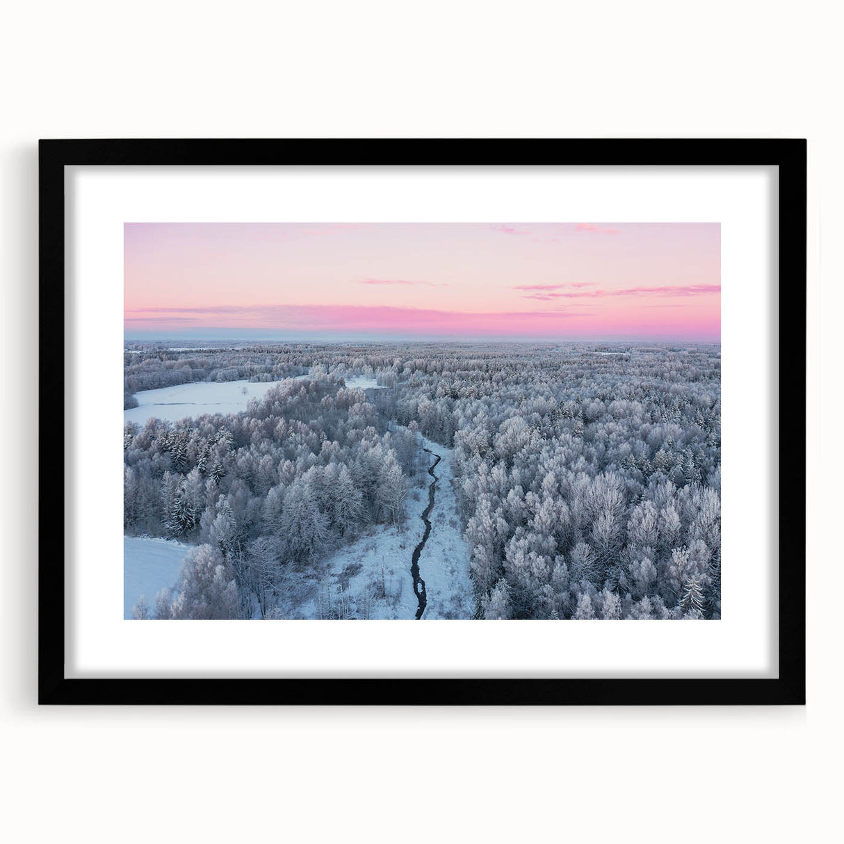 Abstract art print featuring textured, colorful art of a European scenery in a black frame, ideal for living room decor.