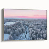 Landscape art painting of a European scenery in Latvia, depicted in colorful art tones on a silver-framed canvas.