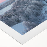 Art deco poster of a European cityscape in muted gray and blue tones on rolled canvas, suitable for dining room decor.