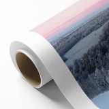 Art Deco style poster of a European Latvia scenery on rolled canvas, suitable as nursery wall art or for dining room decor.