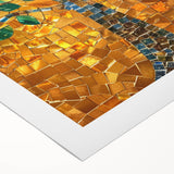 Art deco poster of Barcelona skyline in pastel hues on rolled canvas, suitable for dining room wall art.