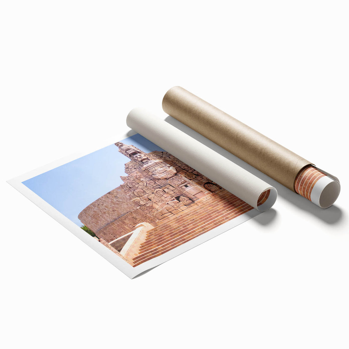 Extra large rolled print of Yucatán scenery with vibrant floral elements.