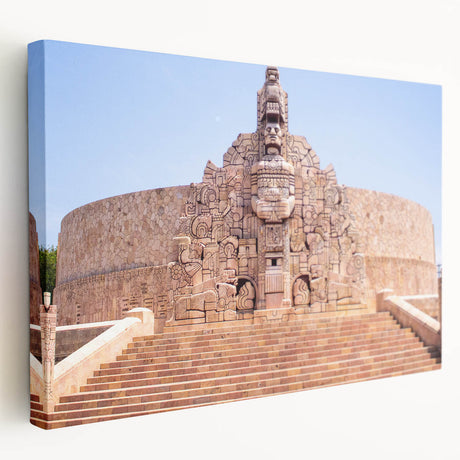 Large stretched canvas featuring a serene Yucatan scenery in muted green and blue tones, ideal for kitchen wall art.