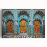 Black and white stretched canvas featuring a detailed scenery of a Middle Eastern landscape, ideal for kitchen wall art.