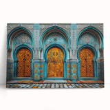 Black and white stretched canvas featuring a scenic view of a Middle Eastern landscape, ideal for kitchen wall art.